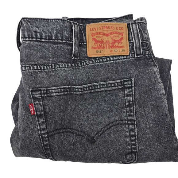 Levis Mens Black Wash 541 Jeans W40 L30‎ Stretch Denim Relaxed Fit - Picture 1 of 8